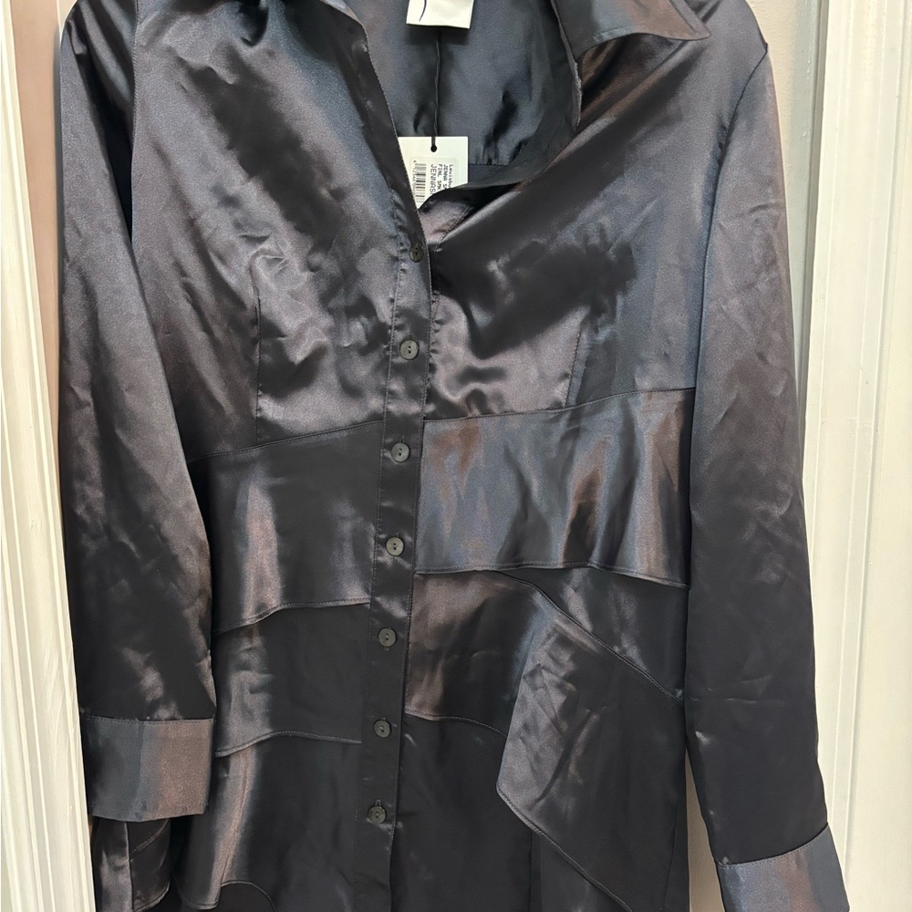 Finley Black Satin Blouse